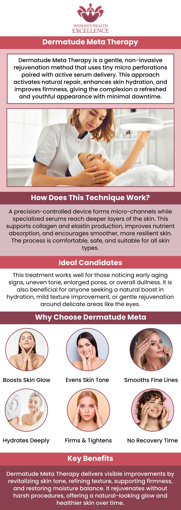 Dermatude Meta Therapy is a revolutionary skin treatment that combines the power of microneedling with a unique infusion of active ingredients to rejuvenate and restore your skin. Dr. Prema Kothandaraman, a specialist at The OB-Gyn & Incontinence Center, offers this cutting-edge therapy to help address a variety of skin concerns, including fine lines, wrinkles, and uneven skin tone. This minimally invasive treatment promotes collagen production and enhances the skin’s natural healing process. For more information, contact us or book an appointment online. We have convenient locations to serve you in Arcadia CA and Glendale CA.